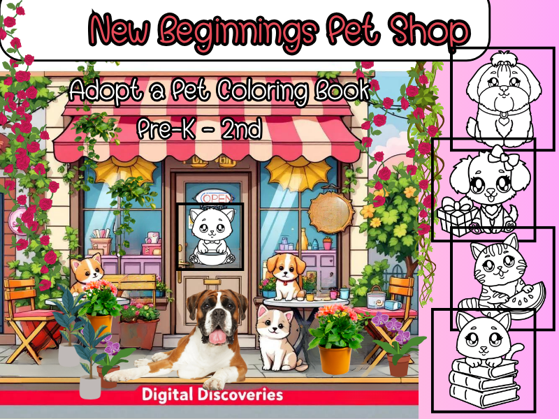 New Beginnings Pet Shop-Interactive Coloring Book for Special Needs Children