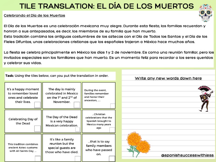 Dia de los muertos Tile Translation