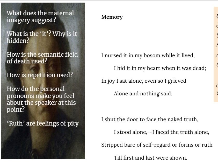 Memory Christina Rossetti  lesson