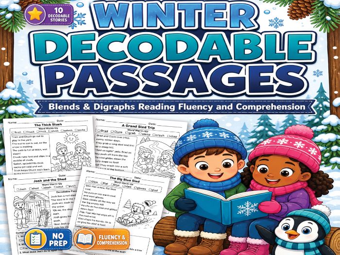 Winter Decodable Reading Comprehension Passages