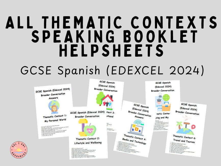 GCSE Spanish (Edexcel 2024)  All Thematic Context Broader Conversation Sentence Banks