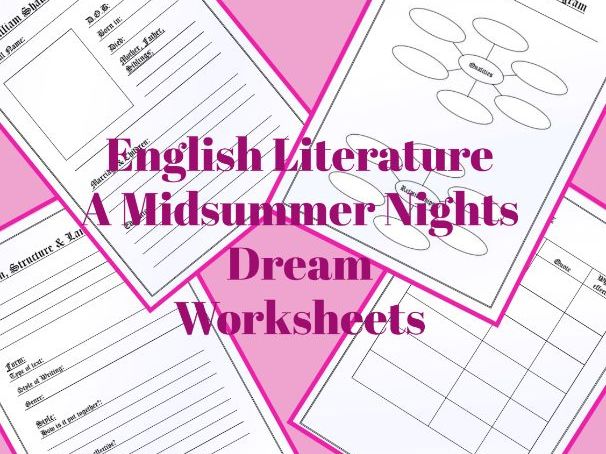 English Literature A Midsummer Nights Dream Worksheets | Teaching Resources