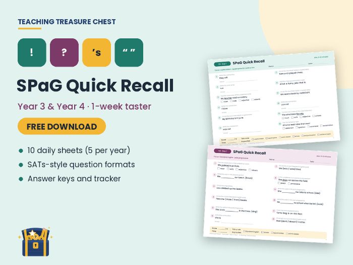 FREE Year 3 & 4 SPaG Starters: One Week of Daily Grammar and Punctuation