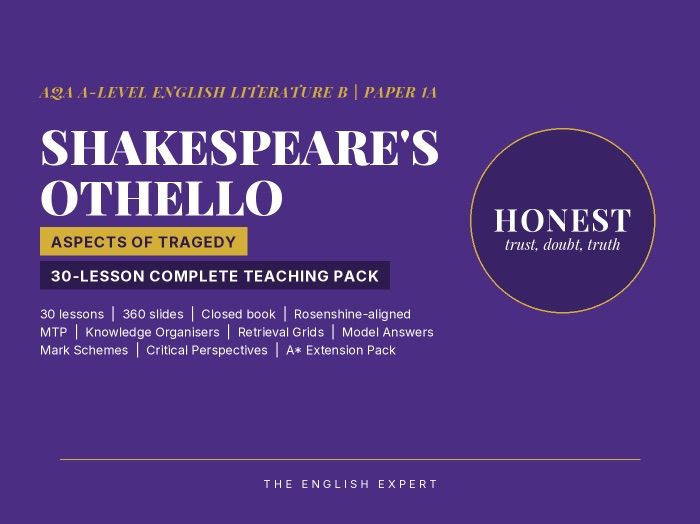 Othello AQA A-Level English Literature B Paper 1A Aspects of Tragedy: 30-Lesson Scheme of Work