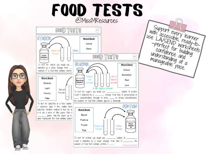 Food Tests Worksheet LA/SEND