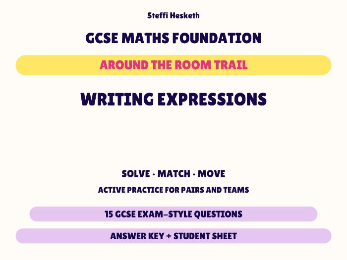 GCSE Foundation Maths Writing Expressions | Around the Room Trail