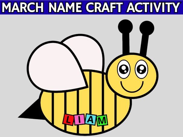 Spring Name Bee Craft - Bee Name Recognition & Scissor - March Bulletin Board