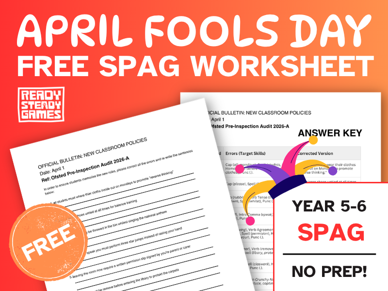 FREE KS2 Grammar Worksheet – April Fools Day Joke Sentence Fixer | Year 5–6 SPAG Activity