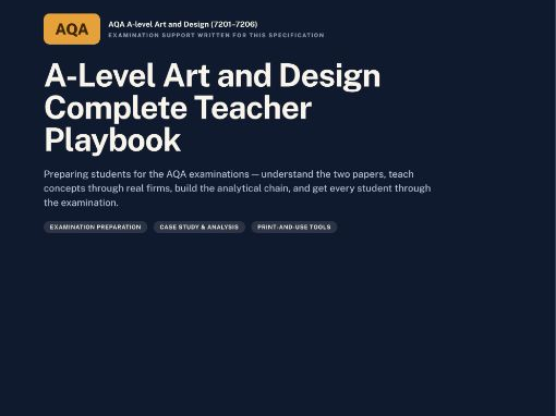 A Level Art & Design — AQA | Examination | AQA A-level Art and Design (7201–7206) | 28 Page