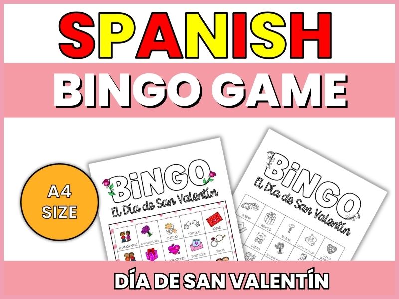 Spanish Valentine's Day Bingo - San Valentín Vocabulary Game