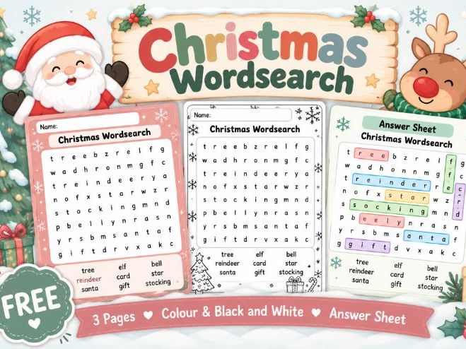 Christmas Wordsearch | Festive KS1 Activity | FREE Printable