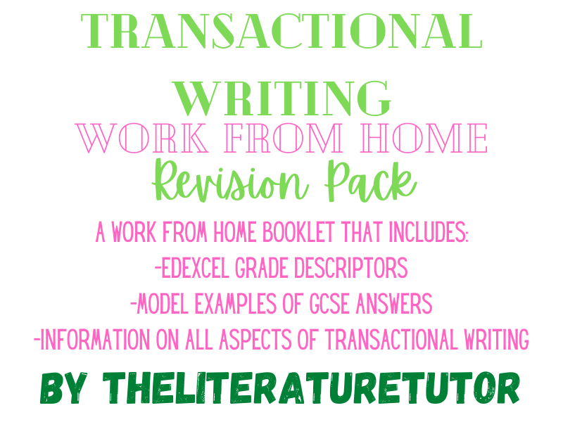 Transactional Writing Work From Home Revision Pack Teaching Resources
