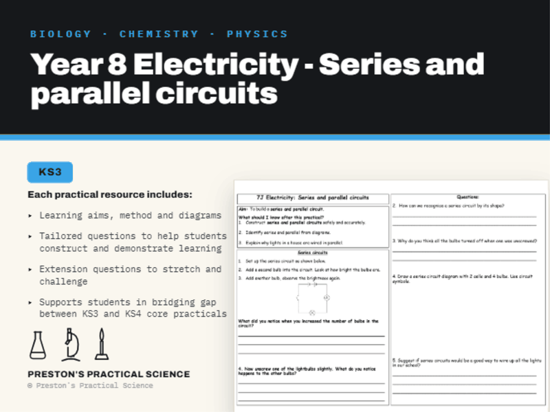 KS3 Year 8 Practical Exploring Science: Series-Parallel Circuits