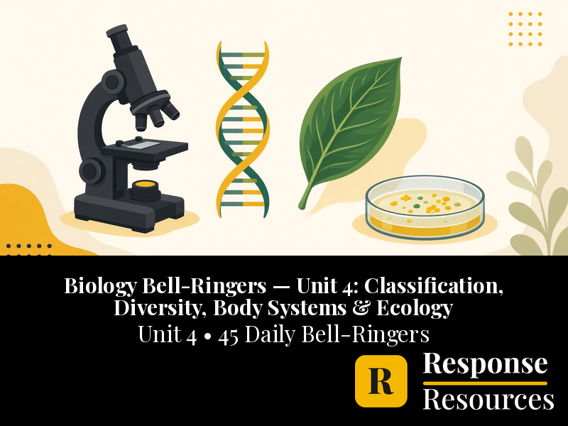 Biology Bell Ringers Unit 4 - 45 Daily Warm-Ups (Grades 9-12)
