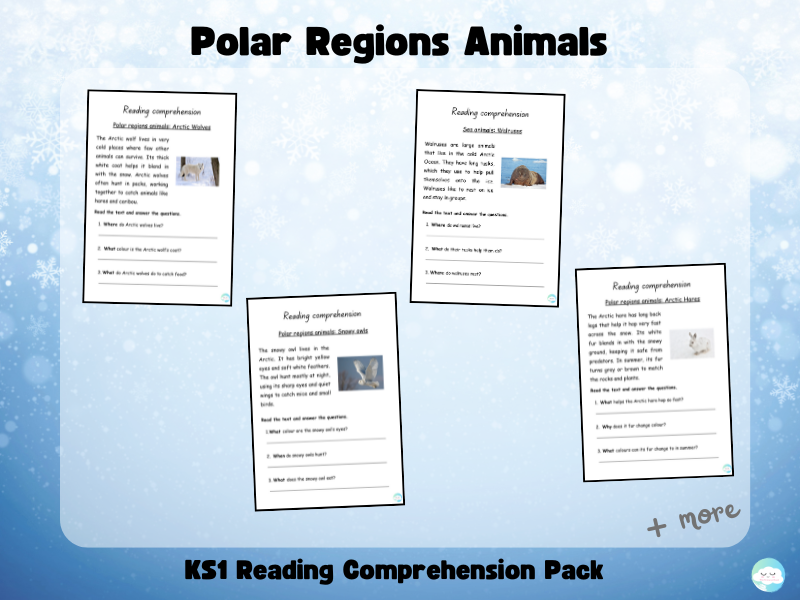 Polar Regions Animals – KS1 Reading Comprehension Pack