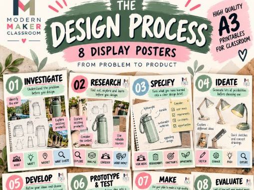 The Design Process | 8 A3 D&T Classroom Display Posters | From Problem to Product