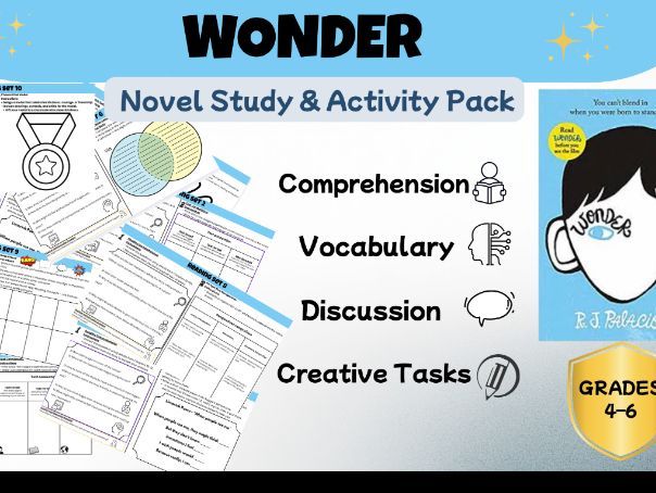 Wonder Novel Study Activities | Reading Comprehension | Graphic Organizers | Grades 4–6