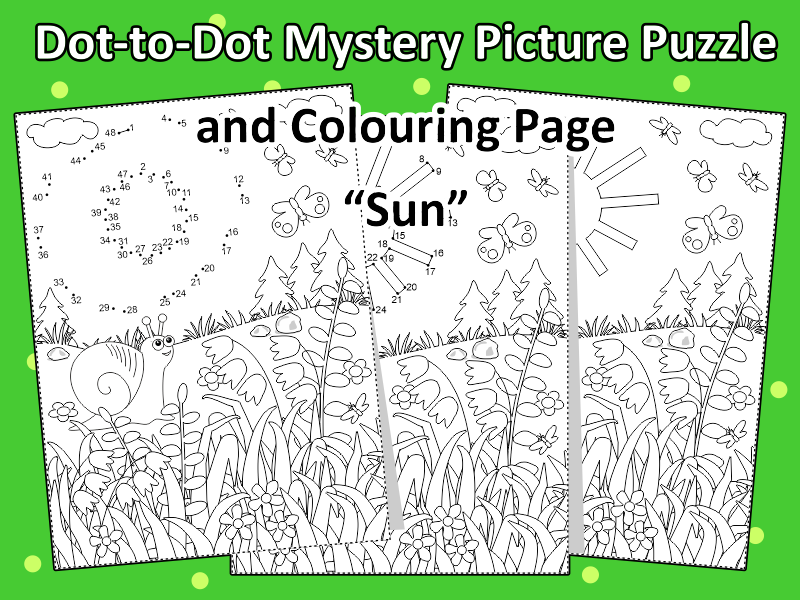 Dot to Dot Mystery Picture Puzzle And Colouring Page Sun Teaching 