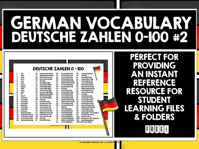 GERMAN NUMBERS 0-100 REFERENCE LIST 2