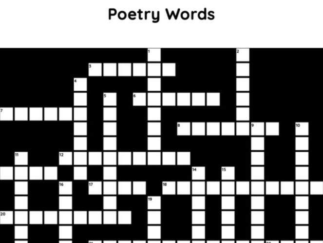 Poetry Words: Crossword (KS4, English)