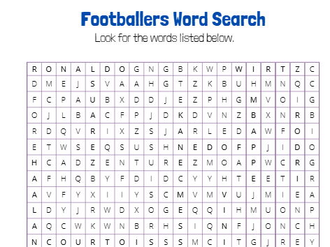 Footballers Word Search