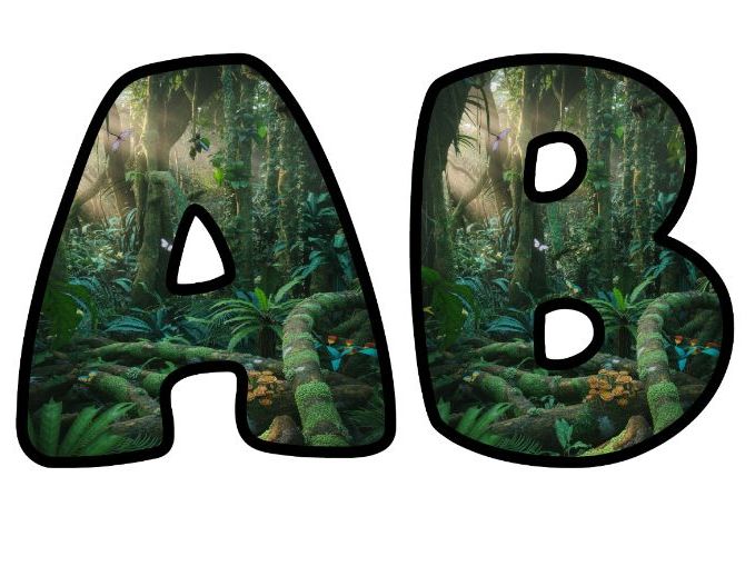 Jungle Humanities Studies Classroom Display Lettering Set | Upper & Lowercase Letters, 0-9 and Signs