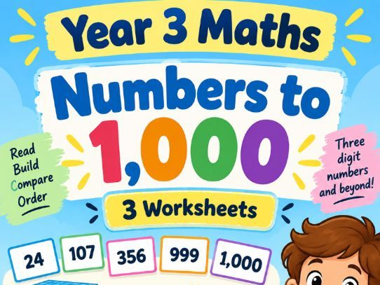 Year 3 Maths – Numbers to 1,000 | 3 Printable Worksheets