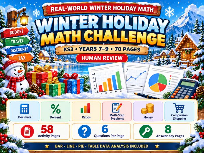 Winter Holiday Maths Challenge  KS3 Real-World Maths & Problem Solving  70 Pages