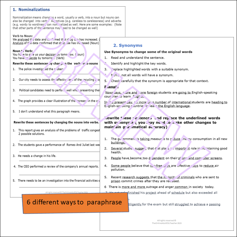 Academic Reading and Writing Lessons for Intermediate Adult ESL Students Teaching Resources