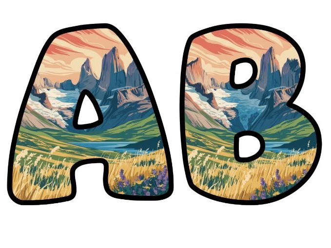 Patagonia Sunset Alphabet Letters | Classroom Display, A-Z 0-9 and Signs