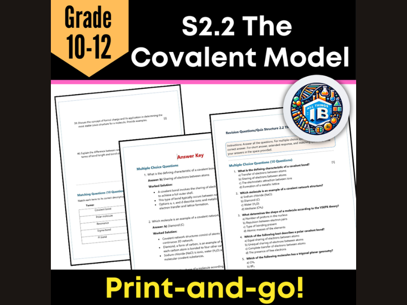 IB DP Chemistry S2.2: The Covalent Model Revision Practice 2026