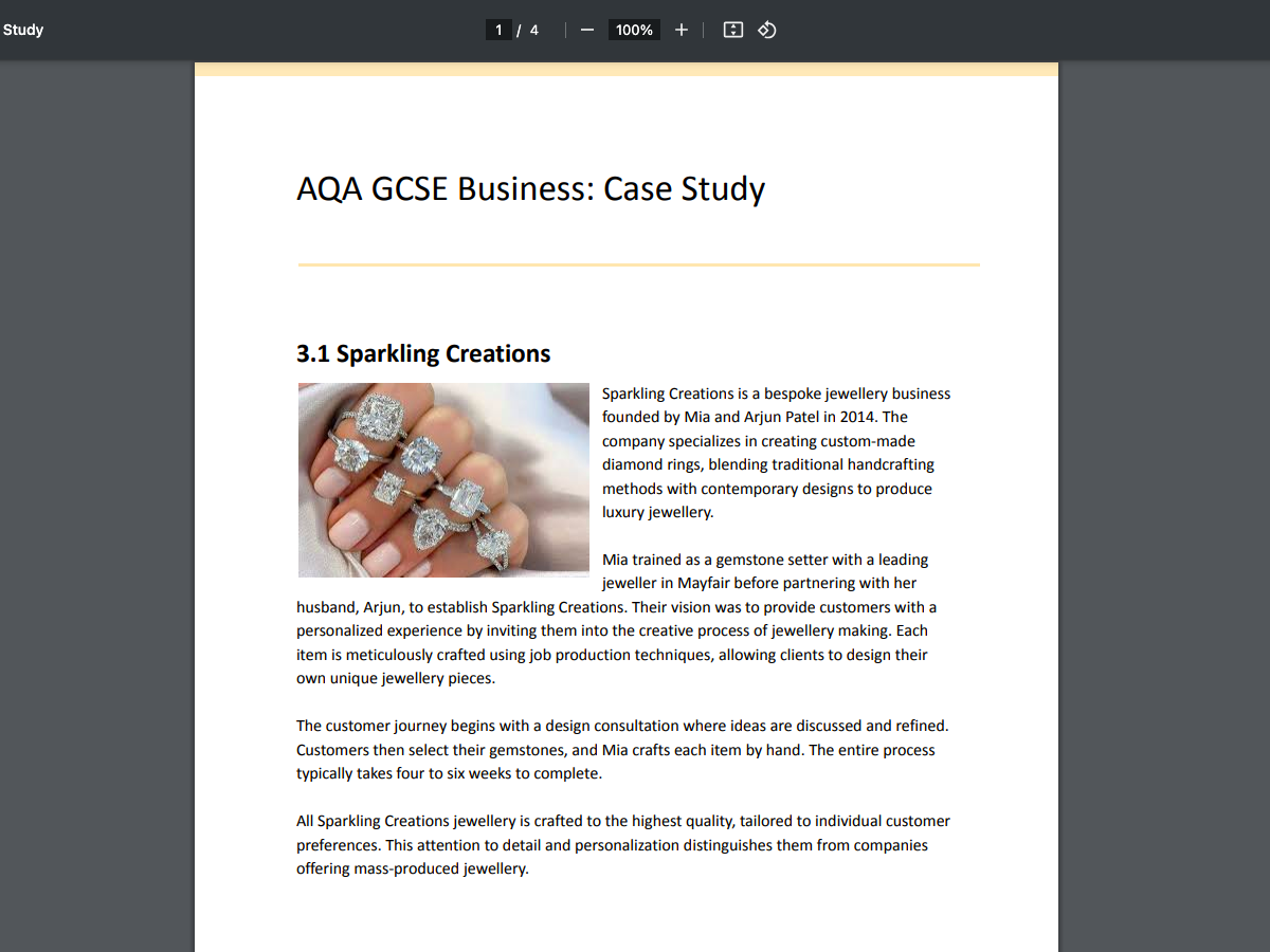 AQA GCSE Unit 3 Business Case Study Activity Pack