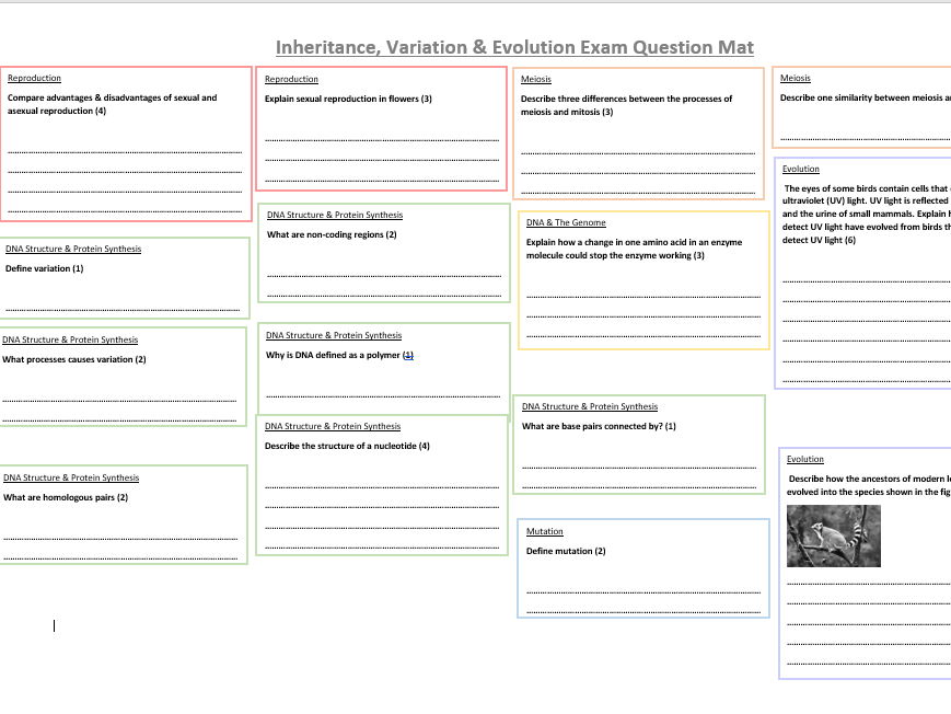 AQA GCSE Biology Paper 2 Inheritance, Variation & Evolution Exam ...
