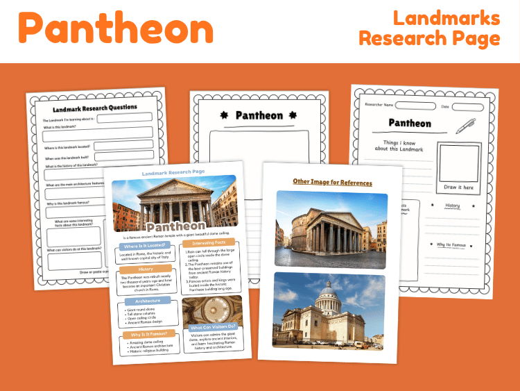 Pantheon Research Project | Ancient Rome Landmark Worksheets