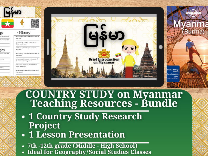 Country Study Teaching Resources - Myanmar - Social Studies + Geography - Bundle