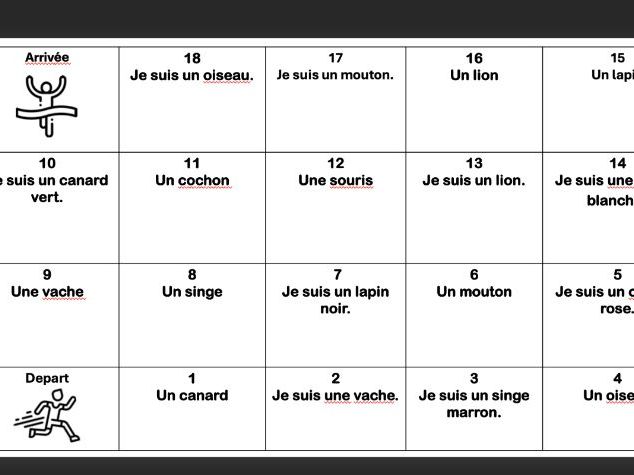 KS2 French - Animal Boardgame