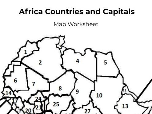 Africa Countries and Capitals Map Worksheet