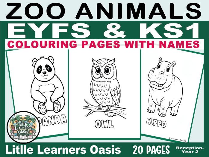 Zoo Animals Colouring Pages with Names