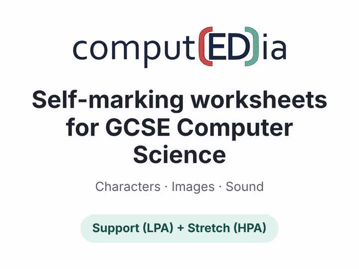 FREE OCR GCSE J277 Characters, Images & Sound: Self-Marking Interactive Worksheet (Support)