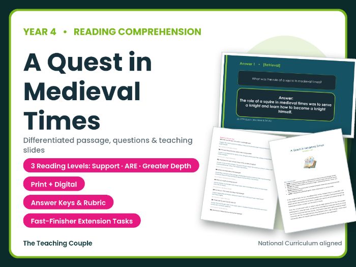A Quest in Medieval Times Reading Comprehension Bundle | Year 4 (KS2)