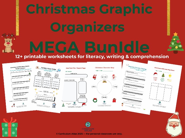 Christmas Mega Bundle – 12 Graphic Organisers (Editable Canva Templates + PDFs)