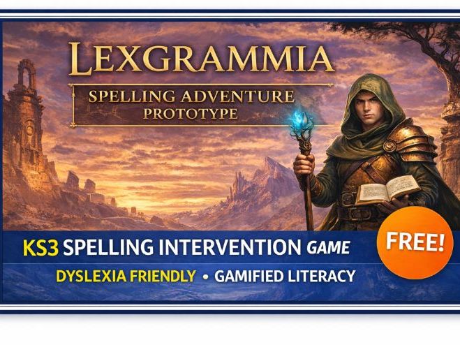 KS3 Spelling Intervention Game | Dyslexia Friendly | Gamified Literacy – Lexgrammia Chapter 1 (FREE)