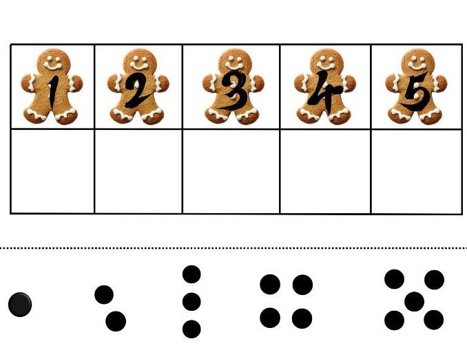 Gingerbread man numeral and dot match up