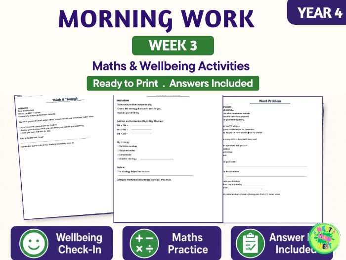Year 4 Morning Work Week 3 | Maths & Wellbeing Activities | KS2