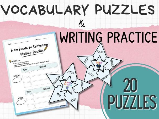 ESL Vocabulary Sorting Worksheets | Puzzle Pack & Writing Practice (Primary) KS1 KS2
