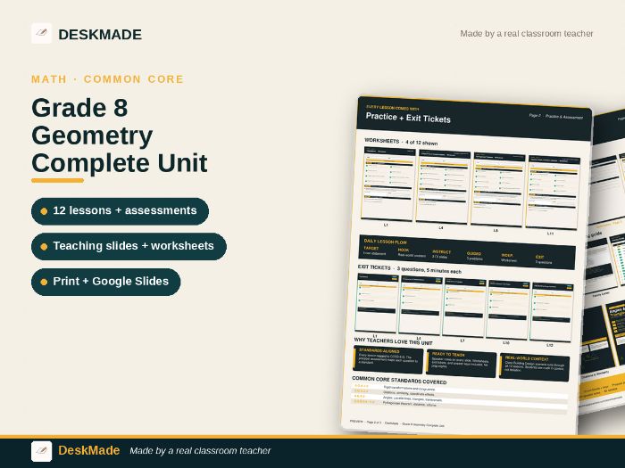 Grade 8 Geometry Complete Unit | 12 Lessons | 8.G