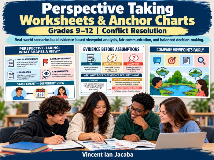 Perspective Taking & Conflict Resolution Worksheets for Grades 9–12 | SEL & Life Skills