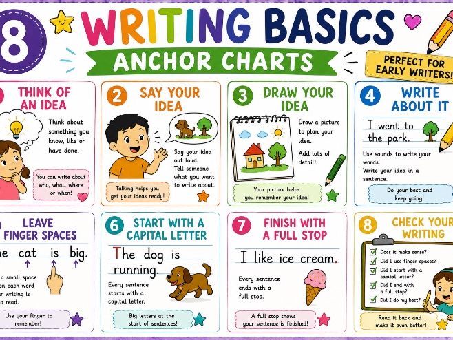 Writing Basics Early Level Anchor Charts