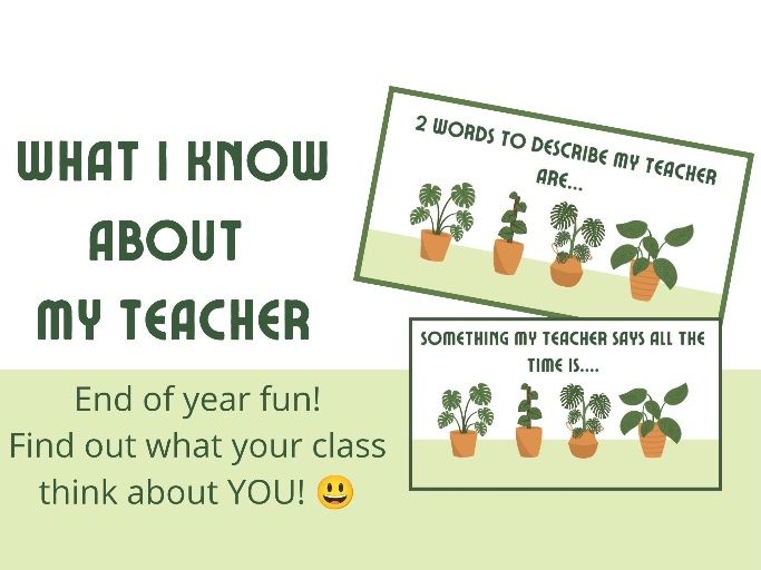 What I Know About My Teacher | End of Year Activity