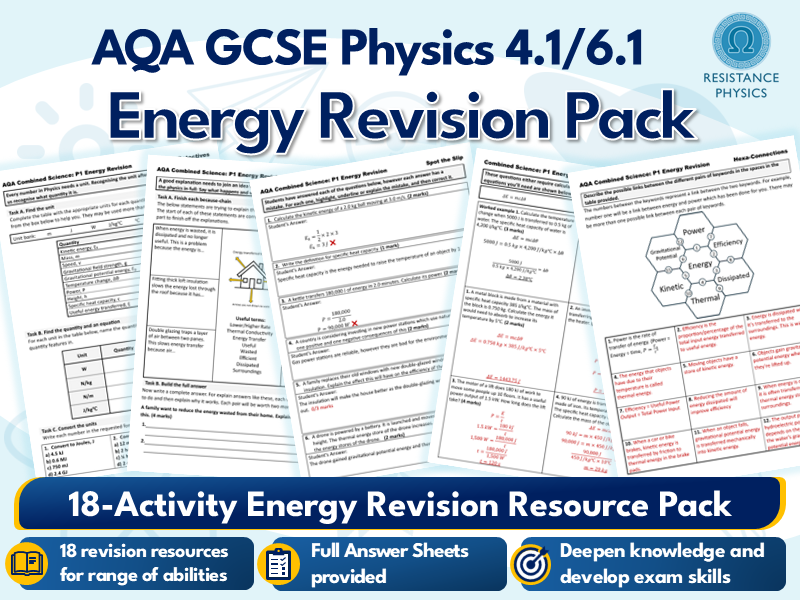 GCSE Physics - Energy Topic Revision Resource Pack with Answers